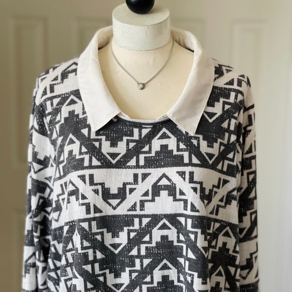 Eyeshadow Womens LS Layered-Look Pullover Blouse 3XL - Picture 12 of 12